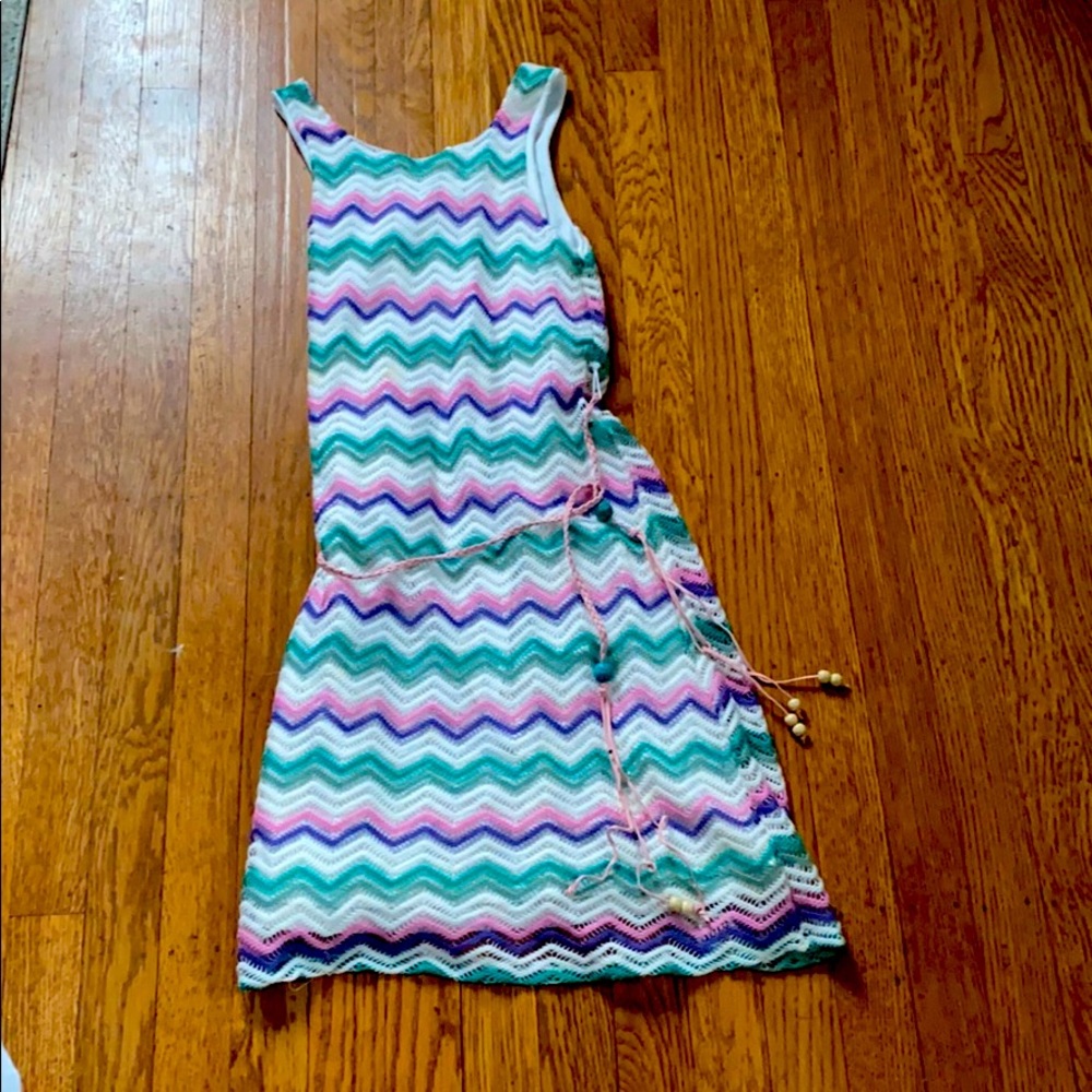 Colourful spring dress with rope belt included